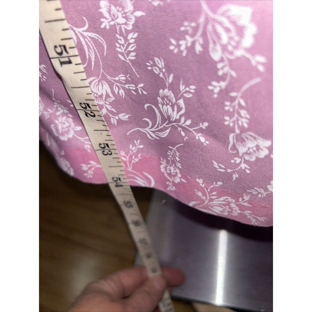 Vintage Leisure Life Long Pink white floral Robe Slash Pockets Dressing Gown USA - Picture 5 of 11